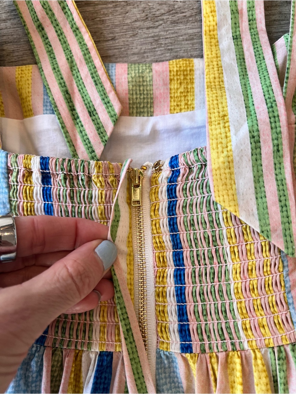 Cara Cara Campbell Summer Midi Dress Basketweave Multi Stripe, Size XS - Picture 9 of 9